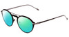 Profile View of John Varvatos V160 Designer Polarized Reading Sunglasses with Custom Cut Powered Green Mirror Lenses in Matte Black Silver Unisex Round Full Rim Metal 50 mm