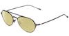 Profile View of John Varvatos V164 Designer Polarized Reading Sunglasses with Custom Cut Powered Sun Flower Yellow Lenses in Gun Metal Silver Unisex Aviator Full Rim Metal 53 mm