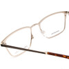 Close Up View of John Varvatos V165 Designer Bi-Focal Prescription Rx Eyeglasses in Silver Black Leather Tortoise Unisex Square Full Rim Metal 53 mm