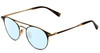 Profile View of John Varvatos V169 Designer Progressive Lens Blue Light Blocking Eyeglasses in Black Gold Tortoise Ladies Round Full Rim Metal 49 mm