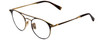 Profile View of John Varvatos V169 Designer Progressive Lens Blue Light Blocking Eyeglasses in Black Gold Tortoise Ladies Round Full Rim Metal 49 mm with Blue Light Zone functionality illustration laid over the lens