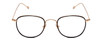 Front View of John Varvatos V178 Designer Bi-Focal Prescription Rx Eyeglasses in Black Gold Unisex Round Full Rim Metal 49 mm