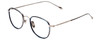 Profile View of John Varvatos V178 Designer Bi-Focal Prescription Rx Eyeglasses in Satin Blue Silver Unisex Round Full Rim Metal 49 mm