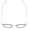 Top View of John Varvatos V178 Designer Bi-Focal Prescription Rx Eyeglasses in Satin Blue Silver Unisex Round Full Rim Metal 49 mm