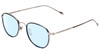 Profile View of John Varvatos V178 Designer Blue Light Blocking Eyeglasses in Satin Blue Silver Unisex Round Full Rim Metal 49 mm