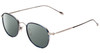 Profile View of John Varvatos V178 Designer Polarized Reading Sunglasses with Custom Cut Powered Smoke Grey Lenses in Satin Blue Silver Unisex Round Full Rim Metal 49 mm