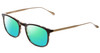 Profile View of John Varvatos V207 Designer Polarized Reading Sunglasses with Custom Cut Powered Green Mirror Lenses in Black Tortoise Havana Gold Unisex Classic Full Rim Acetate 54 mm