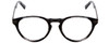 Profile View of John Varvatos V365 Designer Progressive Lens Blue Light Blocking Eyeglasses in Grey Smoke Marble Silver Unisex Round Full Rim Acetate 47 mm with Blue Light Zone functionality illustration laid over the lens