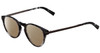 Profile View of John Varvatos V365 Designer Polarized Reading Sunglasses with Custom Cut Powered Amber Brown Lenses in Grey Smoke Marble Silver Unisex Round Full Rim Acetate 47 mm