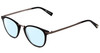 Profile View of John Varvatos V372 Designer Blue Light Blocking Eyeglasses in Black Silver Unisex Round Full Rim Metal 48 mm
