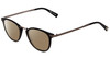 Profile View of John Varvatos V372 Designer Polarized Reading Sunglasses with Custom Cut Powered Amber Brown Lenses in Black Silver Unisex Round Full Rim Metal 48 mm