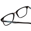 Close Up View of John Varvatos V373 Designer Single Vision Prescription Rx Eyeglasses in Black Marble Blue Unisex Square Full Rim Acetate 54 mm