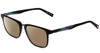 Profile View of John Varvatos V373 Designer Polarized Reading Sunglasses with Custom Cut Powered Amber Brown Lenses in Black Marble Blue Unisex Square Full Rim Acetate 54 mm