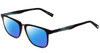 Profile View of John Varvatos V373 Designer Polarized Reading Sunglasses with Custom Cut Powered Blue Mirror Lenses in Black Marble Blue Unisex Square Full Rim Acetate 54 mm