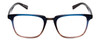 Front View of John Varvatos V373 Designer Progressive Lens Prescription Rx Eyeglasses in Navy Blue Brown Gradient Tortoise Unisex Square Full Rim Acetate 54 mm