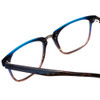 Close Up View of John Varvatos V373 Designer Progressive Lens Prescription Rx Eyeglasses in Navy Blue Brown Gradient Tortoise Unisex Square Full Rim Acetate 54 mm