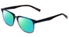 Profile View of John Varvatos V373 Designer Polarized Reading Sunglasses with Custom Cut Powered Green Mirror Lenses in Navy Blue Brown Gradient Tortoise Unisex Square Full Rim Acetate 54 mm