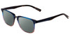 Profile View of John Varvatos V373 Designer Polarized Reading Sunglasses with Custom Cut Powered Smoke Grey Lenses in Navy Blue Brown Gradient Tortoise Unisex Square Full Rim Acetate 54 mm