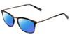 Profile View of John Varvatos V375 Designer Polarized Sunglasses with Custom Cut Blue Mirror Lenses in Smoke Grey Marble Black Silver Unisex Classic Full Rim Acetate 53 mm