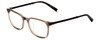Profile View of John Varvatos V400 Designer Progressive Lens Blue Light Blocking Eyeglasses in Smoke Crystal Pewter Silver Unisex Square Full Rim Acetate 53 mm with Blue Light Zone functionality illustration laid over the lens