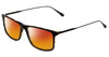 Profile View of John Varvatos V403 Designer Polarized Sunglasses with Custom Cut Red Mirror Lenses in Tortoise Havana Brown Gold Black Unisex Square Full Rim Acetate 56 mm