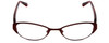 Front View of Jones New York J135 Designer Single Vision Prescription Rx Eyeglasses in Red Satin Crystal Silver Ladies Oval Semi-Rimless Metal 49 mm