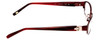 Side View of Jones New York J135 Designer Single Vision Prescription Rx Eyeglasses in Red Satin Crystal Silver Ladies Oval Semi-Rimless Metal 49 mm