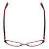 Top View of Jones New York J135 Designer Single Vision Prescription Rx Eyeglasses in Red Satin Crystal Silver Ladies Oval Semi-Rimless Metal 49 mm