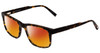 Profile View of Jones New York J526 Designer Polarized Sunglasses with Custom Cut Red Mirror Lenses in Tortoise Havana Brown Gold Unisex Square Full Rim Acetate 54 mm
