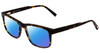 Profile View of Jones New York J526 Designer Polarized Sunglasses with Custom Cut Blue Mirror Lenses in Tortoise Havana Brown Gold Unisex Square Full Rim Acetate 54 mm