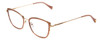 Profile View of Lucky Brand D116 Designer Reading Eye Glasses with Custom Cut Powered Lenses in Beige Gold Wave Ladies Cateye Full Rim Metal 54 mm