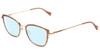 Profile View of Lucky Brand D116 Designer Progressive Lens Blue Light Blocking Eyeglasses in Beige Gold Wave Ladies Cateye Full Rim Metal 54 mm