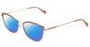 Profile View of Lucky Brand D116 Designer Polarized Sunglasses with Custom Cut Blue Mirror Lenses in Beige Gold Wave Ladies Cateye Full Rim Metal 54 mm