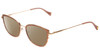 Profile View of Lucky Brand D116 Designer Polarized Sunglasses with Custom Cut Amber Brown Lenses in Beige Gold Wave Ladies Cateye Full Rim Metal 54 mm