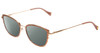 Profile View of Lucky Brand D116 Designer Polarized Sunglasses with Custom Cut Smoke Grey Lenses in Beige Gold Wave Ladies Cateye Full Rim Metal 54 mm