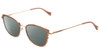 Profile View of Lucky Brand D116 Designer Polarized Reading Sunglasses with Custom Cut Powered Smoke Grey Lenses in Beige Gold Wave Ladies Cateye Full Rim Metal 54 mm