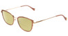 Profile View of Lucky Brand D116 Designer Polarized Reading Sunglasses with Custom Cut Powered Sun Flower Yellow Lenses in Beige Gold Wave Ladies Cateye Full Rim Metal 54 mm