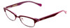 Profile View of Lucky Brand ZUMA Designer Reading Eye Glasses with Custom Cut Powered Lenses in Red Candy Crystal Pink Ladies Cateye Semi-Rimless Acetate 51 mm