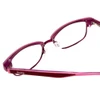 Close Up View of Lucky Brand ZUMA Designer Single Vision Prescription Rx Eyeglasses in Red Candy Crystal Pink Ladies Cateye Semi-Rimless Acetate 51 mm