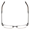 Top View of John Varvatos V167 Designer Reading Eye Glasses with Custom Cut Powered Lenses in Black Copper Brown Tortoise Unisex Square Semi-Rimless Metal 53 mm