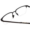 Close Up View of John Varvatos V167 Designer Reading Eye Glasses with Custom Cut Powered Lenses in Black Copper Brown Tortoise Unisex Square Semi-Rimless Metal 53 mm