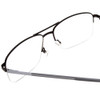 Close Up View of Jones New York J361 Designer Reading Eye Glasses with Custom Cut Powered Lenses in Gun Metal Silver Black Unisex Square Semi-Rimless Metal 60 mm