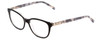 Profile View of Cover Girl CG0458 Designer Progressive Lens Blue Light Blocking Eyeglasses in Black Crystal Smoke Grey Marble Ladies Cateye Full Rim Acetate 55 mm with Blue Light Zone functionality illustration laid over the lens