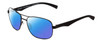 Profile View of Timberland TB9136 Designer Polarized Reading Sunglasses with Custom Cut Powered Blue Mirror Lenses in Matte Black Unisex Square Full Rim Metal 59 mm