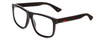 Profile View of GUCCI GG0010S Designer Reading Eye Glasses with Custom Cut Powered Lenses in Gloss Black on Matte Unisex Retro Full Rim Acetate 58 mm
