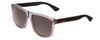 Profile View of GUCCI GG0010S Mens Retro Designer Sunglasses Smoke Crystal Matte Black/Grey 58mm