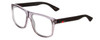 Profile View of GUCCI GG0010S Designer Single Vision Prescription Rx Eyeglasses in Gray Smoke Crystal Matte Black Mens Retro Full Rim Acetate 58 mm