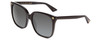 Profile View of GUCCI GG0022S Women's Cateye Sunglasses Black Gold Logo/Grey Smoke Gradient 57mm
