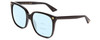 Profile View of GUCCI GG0022S Designer Progressive Lens Blue Light Blocking Eyeglasses in Gloss Black Gold Logo Ladies Cateye Full Rim Acetate 57 mm with Blue Light Zone functionality illustration laid over the lens