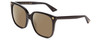 Profile View of GUCCI GG0022S Designer Polarized Sunglasses with Custom Cut Amber Brown Lenses in Gloss Black Gold Logo Ladies Cateye Full Rim Acetate 57 mm